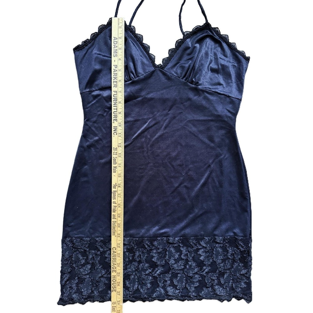 Vintage 80s 90s Frederick's of Hollywood Black Mini Slip Dress Lg USA Whimsigoth - Picture 8 of 15